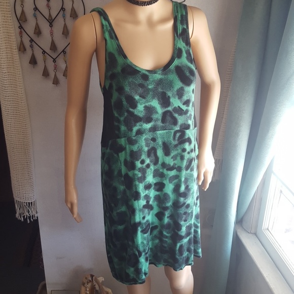 emerald green animal print dress